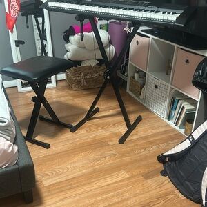 Black Keyboard Stand and Bench Set